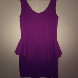 Plum colored peplum mini dress